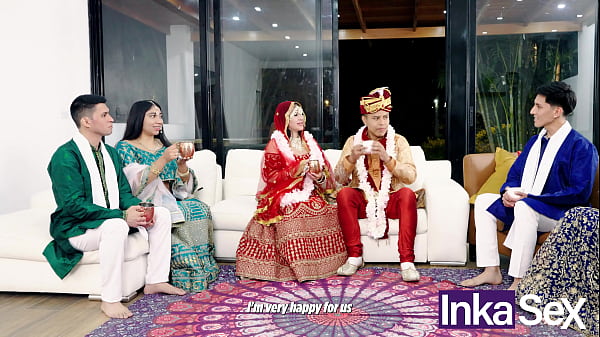 Hindu wedding chudai ends in an orgy between stepsisters and stepfathers.