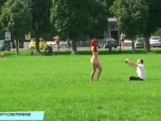 Sweet redhead babe kety naked on public streets