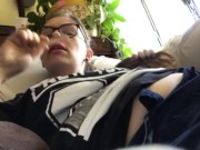 Chubby girl sucks on popsicle