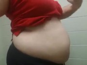 BBW Plays with Stuffed Belly in Public Bathroom (Old Vid)