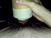 (Cumshot) Masturbation with Homemade Latex Glove and Sponges Fleshlight