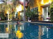 Nudist walks around the hotel and masturbates by the pool