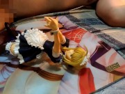 オタクがFateFGOメイドセイバーフィギュアにザーメンぶっかけオナニー【二次元アニメ美少女金髪コスプレ】