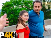 HUNT4K. Serina Gomez is taken by alien man in the face of her wimp spouse