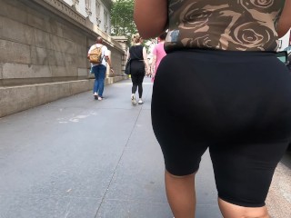 Wife shiny see through leggings walking around in public