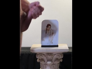 Claude Bombard defaces artwork of Penny Pax, cums on her glasses, face and tits | art cumshot