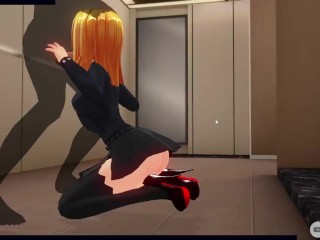 Secretary sucks cock in the toilet