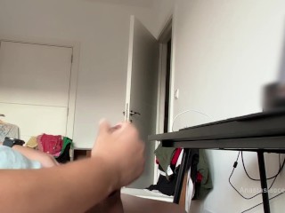 My stepmom caught my husband jerking and watching porn. She wanted to watch how he cum.
