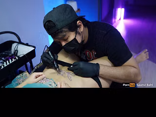 Indian Bhabhi huge Squirting while getting Tattoo