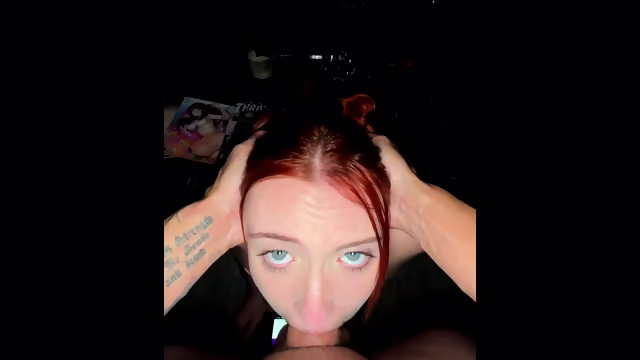 Deepthroat with delicious busty redhead