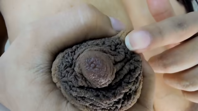 Playing with your dark areolas and juicy nipples more milk
