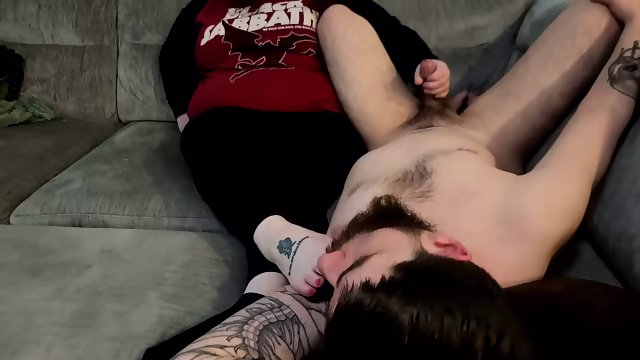 Foot Worship Sockjob Handjob Cum Eating
