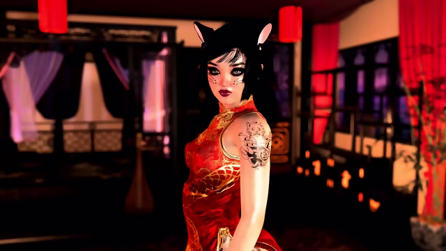 Luxury futa catgirl in chinese dress seduces you for a massage session