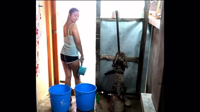 filipina films herself getting wet