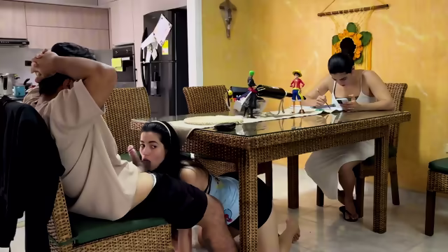 Stepdaughter Gets Fucked In Secret Under The Table