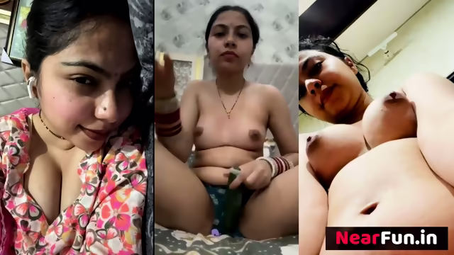 Beautiful Newly Wed Horny Punjabi Wife Self Recording Fucking Herself with Cucumber Riding Anal Fuck with Dildo for Hubby