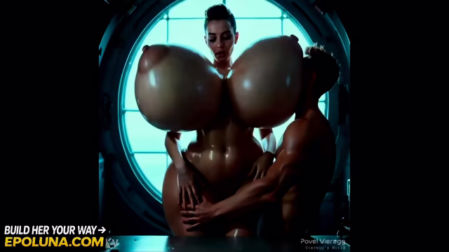 3D AI HQ Brunette Big tits Breast Expansion POV Breast Play wSound added