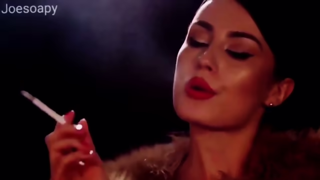 Anna Zapala smoking in fur