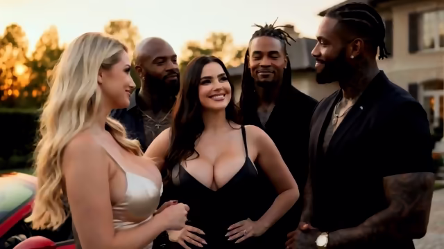Interracial BBC Gangbang with Two Cougar Milf (AI Generated)