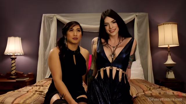 TS Chelsea Marie Fucking Busty Mia Li And Cumming Hard