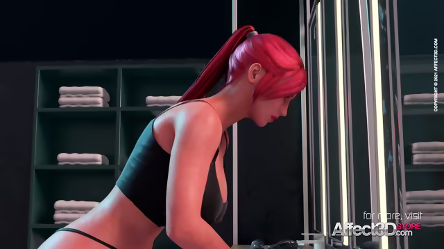 Big tits redhead babe fucked by a futa demon in a 3D animation