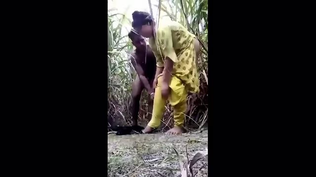 Desi Boy fuck a Busty magi in Jungle